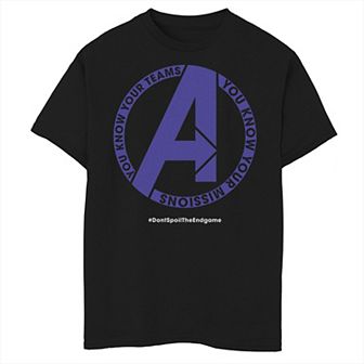 Boys 8-20 Marvel Avengers Endgame Team Mission #DontSpoilTheEndgame Graphic Tee