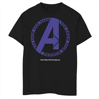 Boys 8-20 Marvel Avengers Endgame Team Mission #DontSpoilTheEndgame Graphic Tee