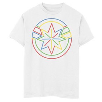 Boys 8-20 Captain Marvel Colorful Line Art Logo Graphic Tee