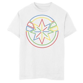 Boys 8-20 Captain Marvel Colorful Line Art Logo Graphic Tee
