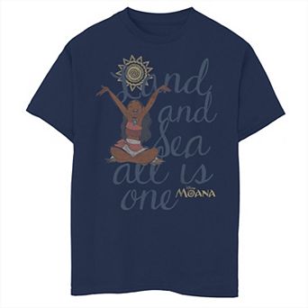 Disney's Moana Boys 8-20 Land And Sea Is One Vintage Graphic Tee