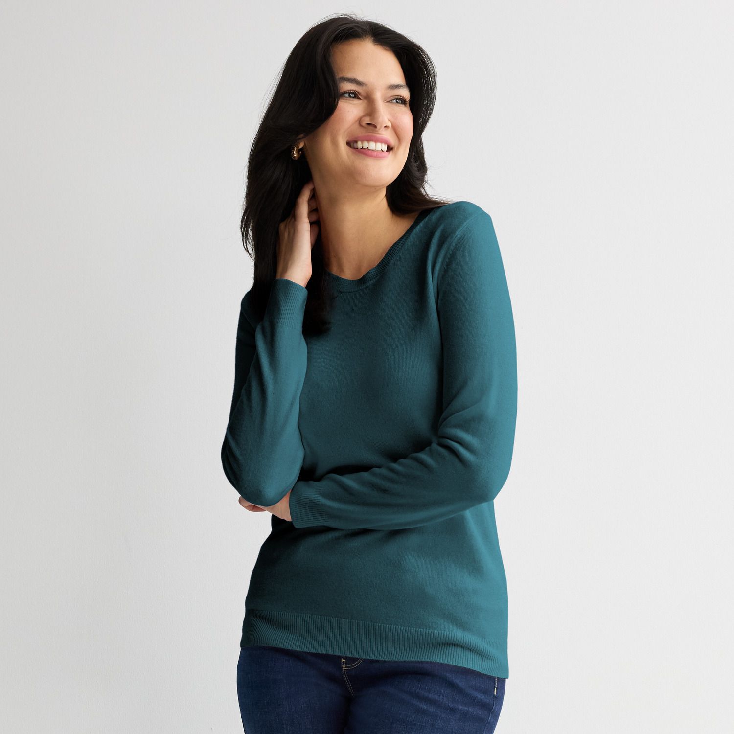 Женский свитер Croft & Barrow Extra Soft Crewneck, цвет: Синий — фото 1