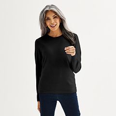 Womens Black Long Sleeve Sweaters Tops Clothing Kohl s