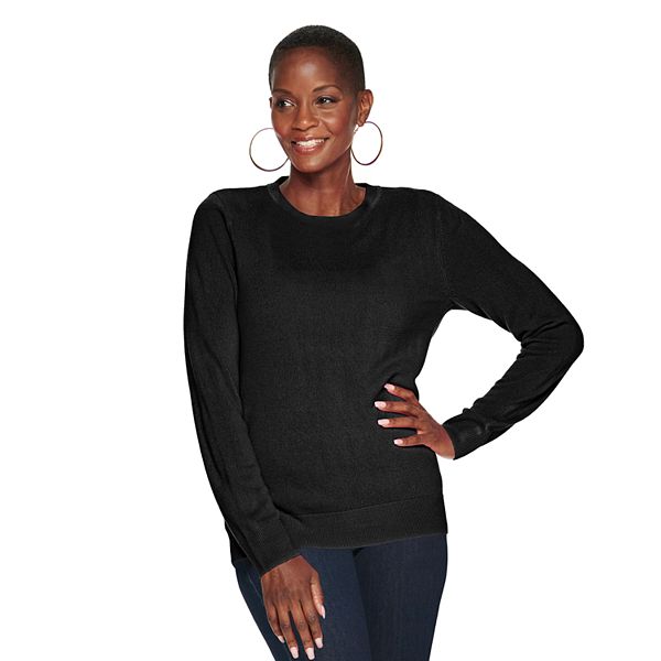 Womens Croft & Barrow® Extra Soft Crewneck Sweater - Black (SMALL)