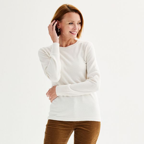 Women's Croft & Barrow® Extra Soft Crewneck Sweater - Ivory (MEDIUM)