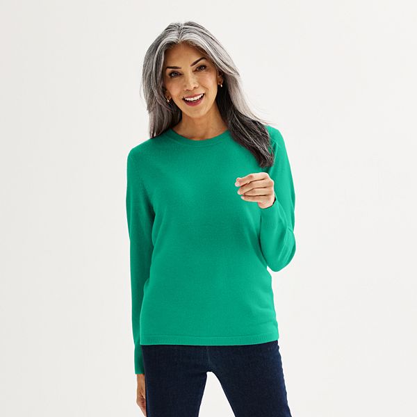 Women's Croft & Barrow® Extra Soft Crewneck Sweater - Peacock Green (X LARGE)