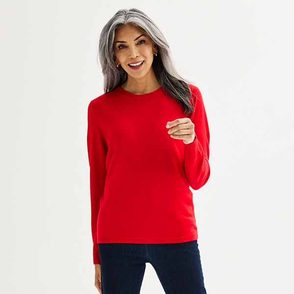 Women's Croft & Barrow® Extra Soft Crewneck Sweater - Red (LARGE)