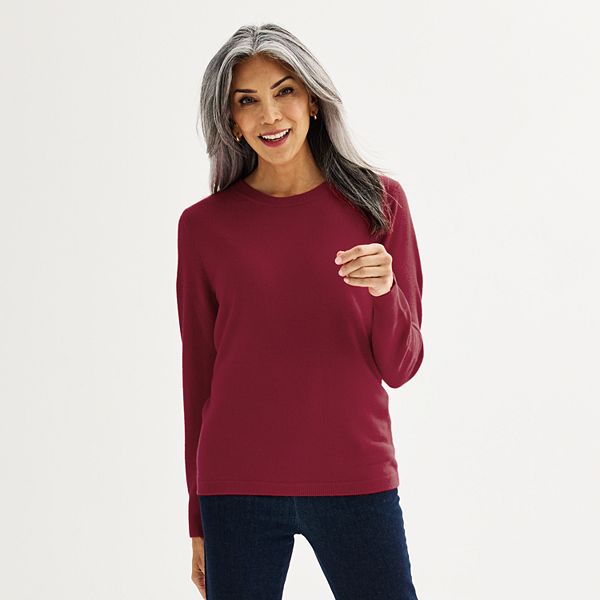 Women's Croft & Barrow® Extra Soft Crewneck Sweater - Red Silk (SMALL)