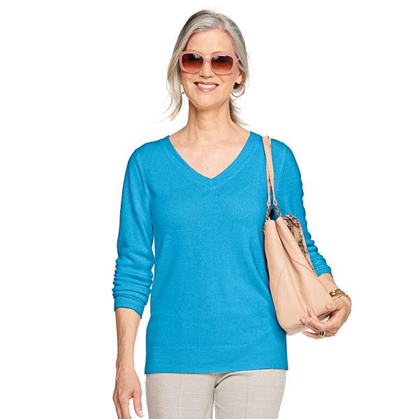 Womens Croft & Barrow® The Extra Soft V-Neck Sweater - Light Blue (X SMALL)