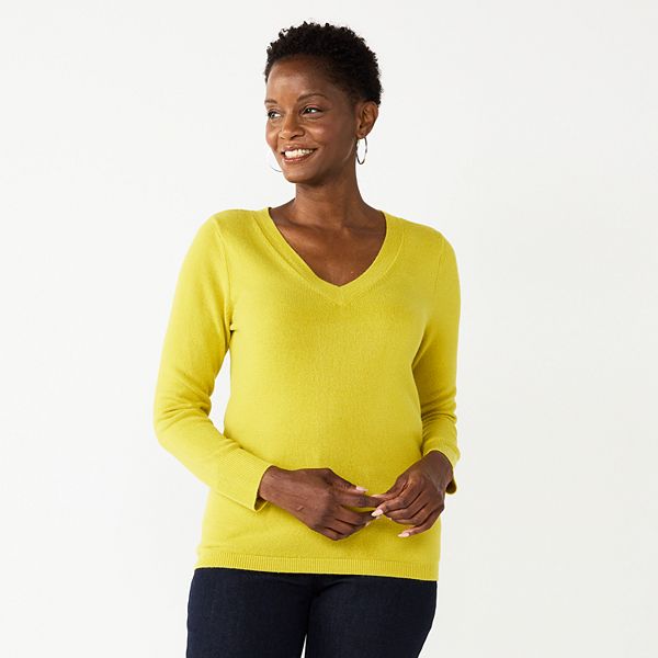 Womens Croft & Barrow® The Extra Soft V-Neck Sweater - Olive (SMALL)