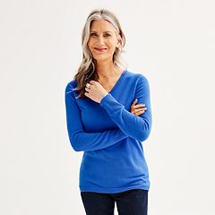 Womens Blue V Neck Sweaters Tops Clothing Kohl s