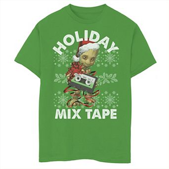 Boys 8-20 Marvel Guardians Of The Galaxy Groot Mix Tape Christmas Graphic Tee