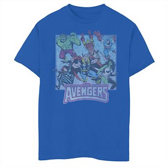 Boys 8-20 Marvel Avengers Classic Group Action Shot Distressed Graphic Tee