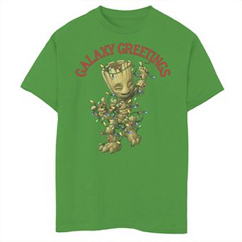Boys 8-20 Marvel Christmas Groot Galaxy Greetings Graphic Tee