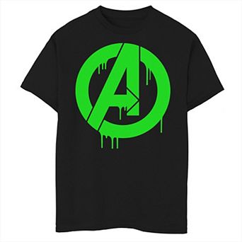 Boys 8-20 Marvel The Avengers Green Dripping Ooze "A" Logo Graphic Tee