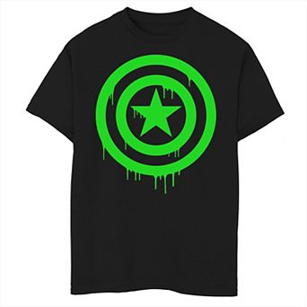 Boys 8-20 Marvel Captain America Shield Dripping Green Ooze Graphic Tee
