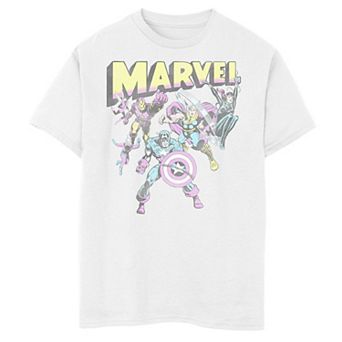 Boys 8-20 Marvel Group Shot Distressed Comic Cover Graphic Tee