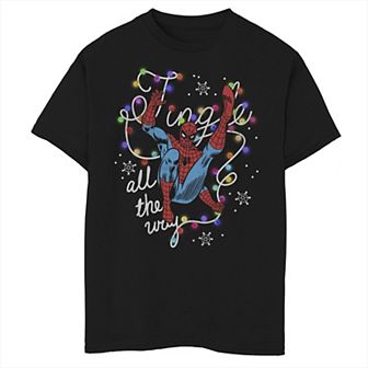 Boys 8-20 Marvel Christmas Spider-Man Jingle All The Way Action Pose Graphic Tee