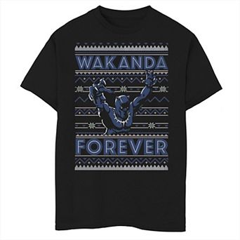 Boys 8-20 Marvel Christmas Black Panther Wakanda Forever Sweater Graphic Tee