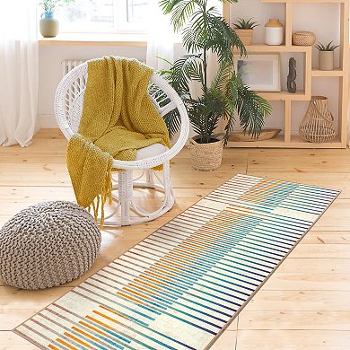 My Magic Carpet Flux Striped Waterproof Machine Washable Rug