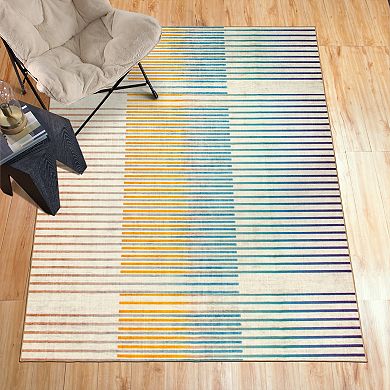 My Magic Carpet Flux Striped Waterproof Machine Washable Rug