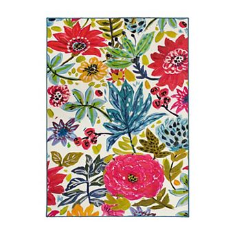 My Magic Carpet Floral Watercolor Machine Washable Rug