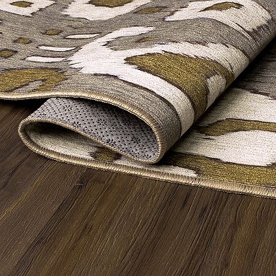 My Magic Carpet Ochre Ikat Waterproof Machine Washable Rug