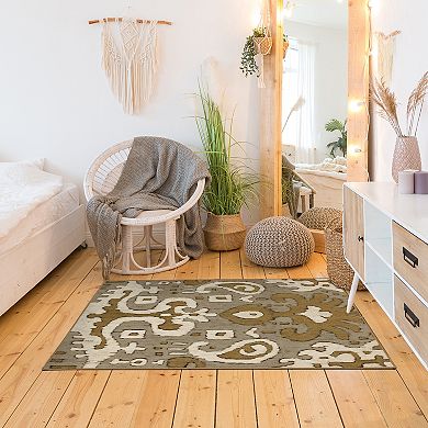 My Magic Carpet Ochre Ikat Waterproof Machine Washable Rug