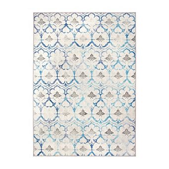 My Magic Carpet Leilani Damask Sky Blue Rug 2.5x7