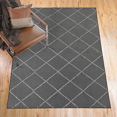 My Magic Carpet Median Diamond Waterproof Machine Washable Rug