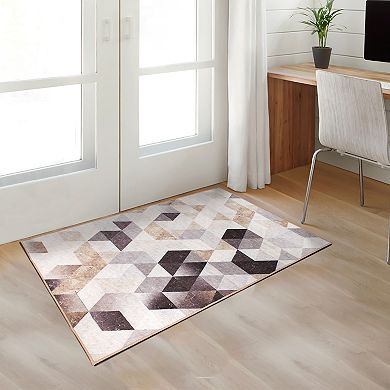 My Magic Carpet Lattice Geometric Waterproof Machine Washable Rug