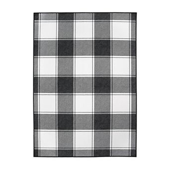 My Magic Carpet Buffalo Plaid Black Rug 2.5x7