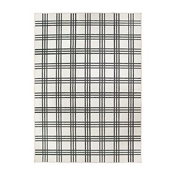 My Magic Carpet Plaid Black and Cream Rug 2.5x7