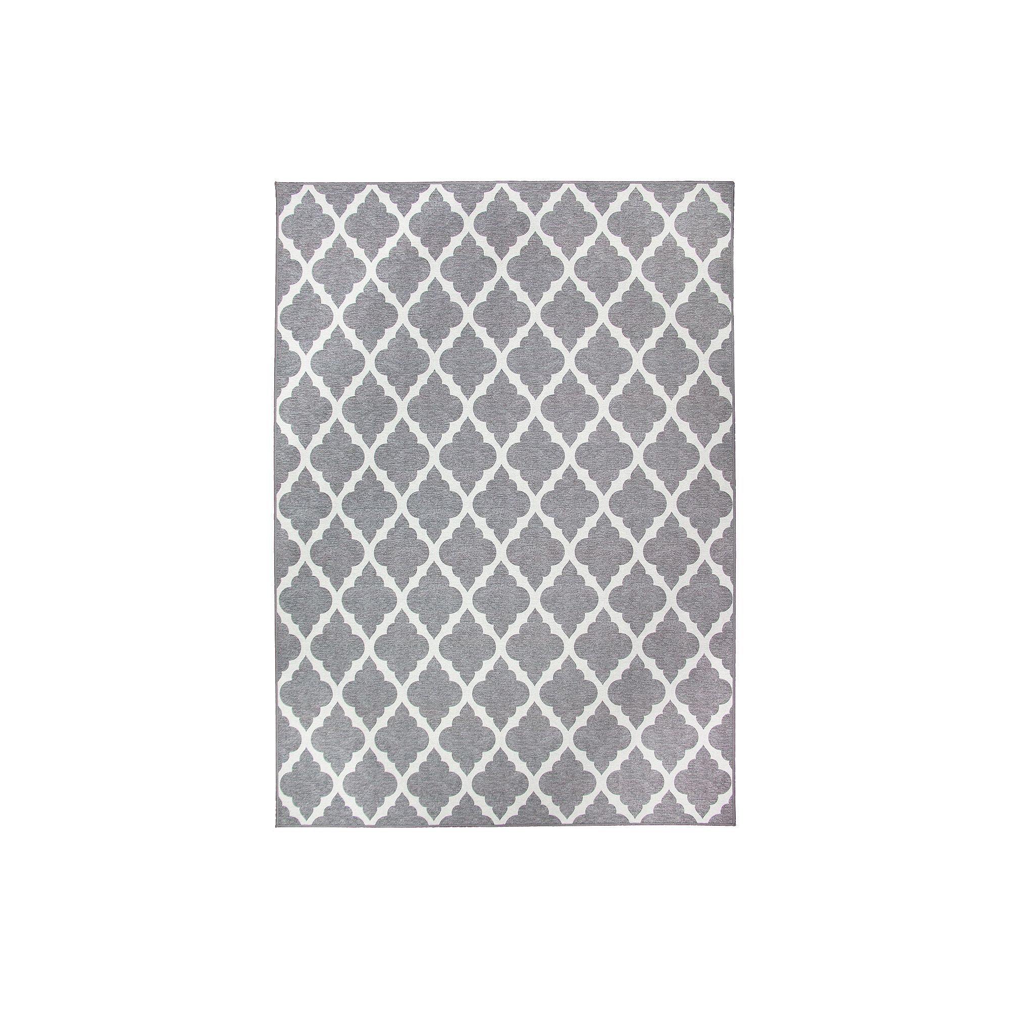 My Magic Carpet Moroccan Trellis Machine Washable Rug, Gray