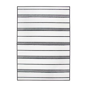 My Magic Carpet Stripe Black and White Rug 3x5