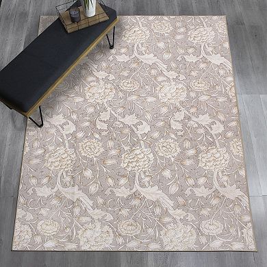 My Magic Carpet Kalink Floral Waterproof Machine Washable Rug