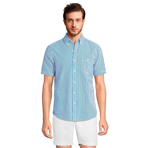 Men's Lands' End Button-Down Seersucker Shirt