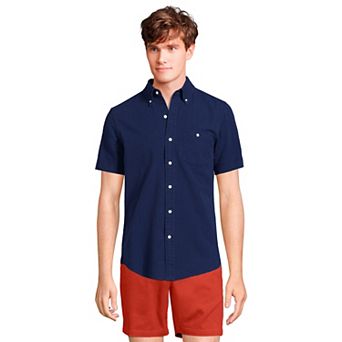Men's Lands' End Button-Down Seersucker Shirt