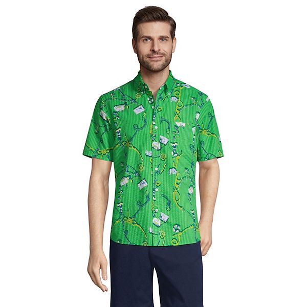 Men's Lands' End Button-Down Seersucker Shirt