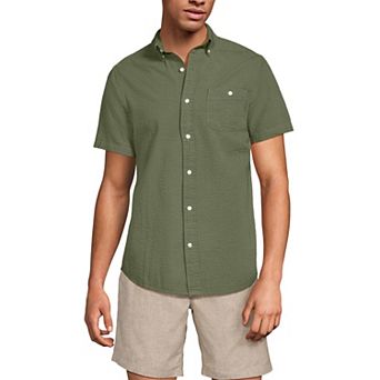 Men's Lands' End Button-Down Seersucker Shirt