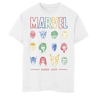 Boys 8-20 Marvel Classic Colorful Comic Hero Collage Since 1939 Graphic Tee