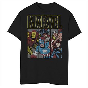 Boys 8-20 Marvel Classic Avengers Group Panel Graphic Tee