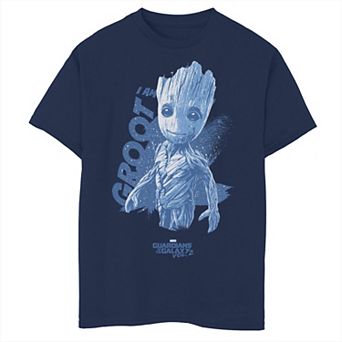 Boys 8-20 Marvel Guardians Of The Galaxy Vol. 2 I Am Groot Blue Hue Graphic Tee