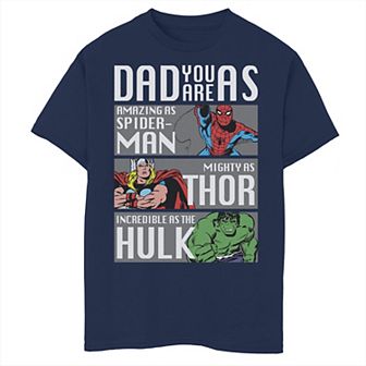Boys 8-20 Marvel Spider-Man Thor Hulk Dad You Are As Panels Graphic Tee