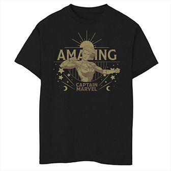 Boys 8-20 Captain Marvel Amazing Retro Comic Portrait Graphic Tee