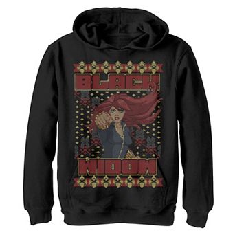 Boys 8-20 Marvel Christmas Black Widow Ugly Sweater Fleece Graphic Hoodie