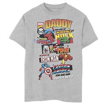 Boys 8-20 Marvel Avengers Father's Day Retro Comic Graphic Tee