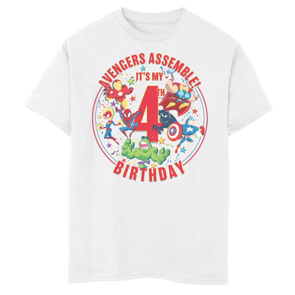 Boys 6-20 Marvel Avengers Assemble It's My 4th Birthday Graphic Tee