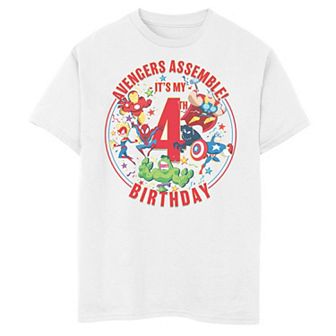 Boys 8-20 Marvel Avengers Assemble It's My 4th Birthday Graphic Tee