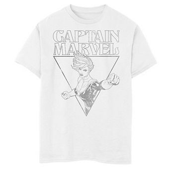 Boys 8-20 Captain Marvel Portrait Triangle Outline Graphic Tee